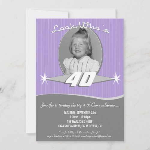 Retro Milestone Birthday Party Photo Invitation