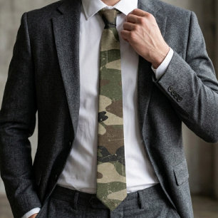 Retro Military Camouflage Pattern Neck Tie