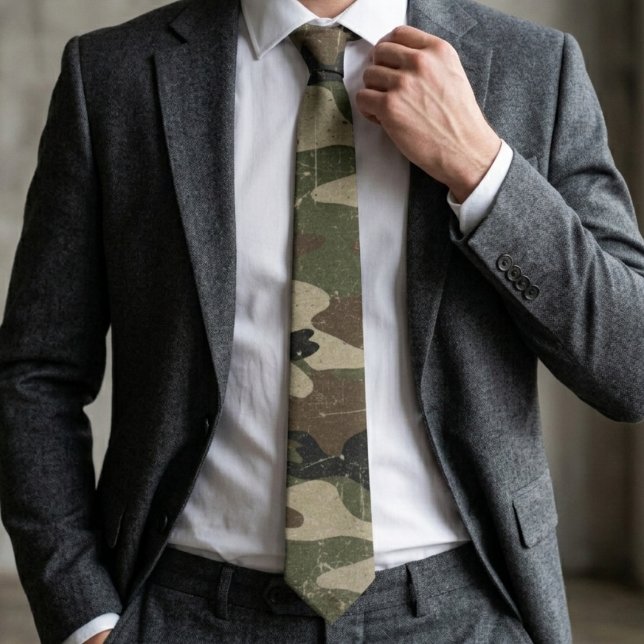 Retro Military Camouflage Pattern Neck Tie (Creator Uploaded)