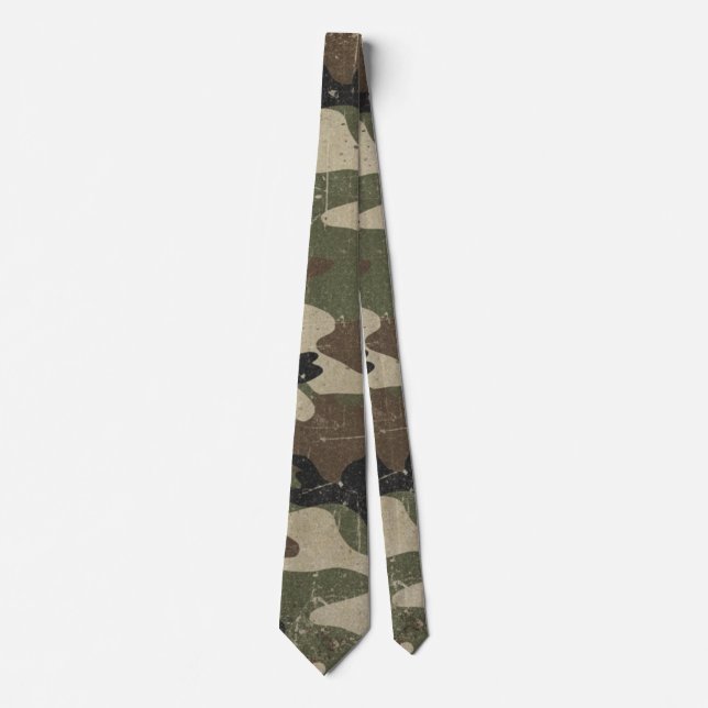 Retro Military Camouflage Pattern Neck Tie (Front)