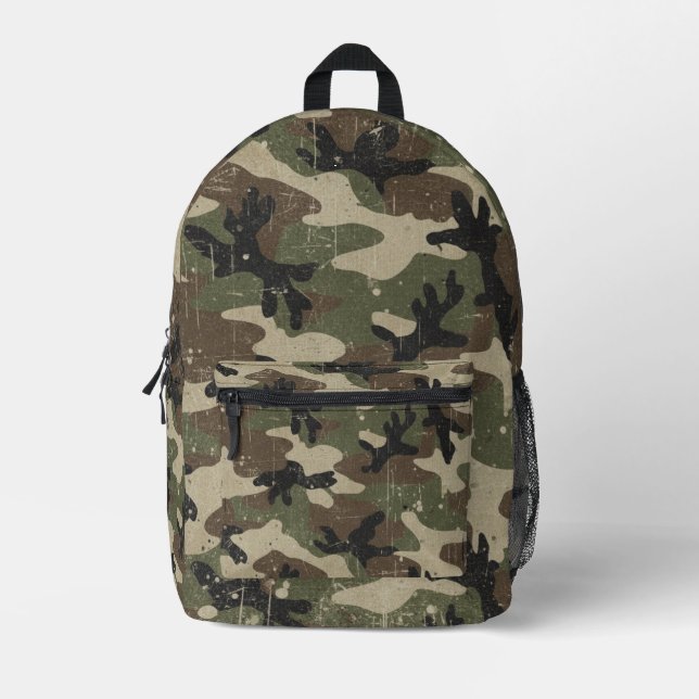 Retro Military Camouflage Pattern Printed Backpack (Front)