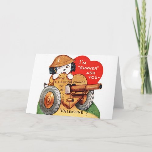 Retro Military Gunner Valentines Day Card