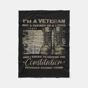 Retro Military Veterans Against Trump Protest Fleece Blanket