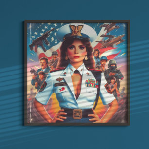 Retro Military Woman Poster