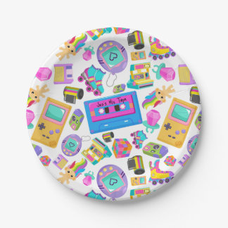 Retro Millennial Themed Party Mix Tape - Add Name Paper Plates