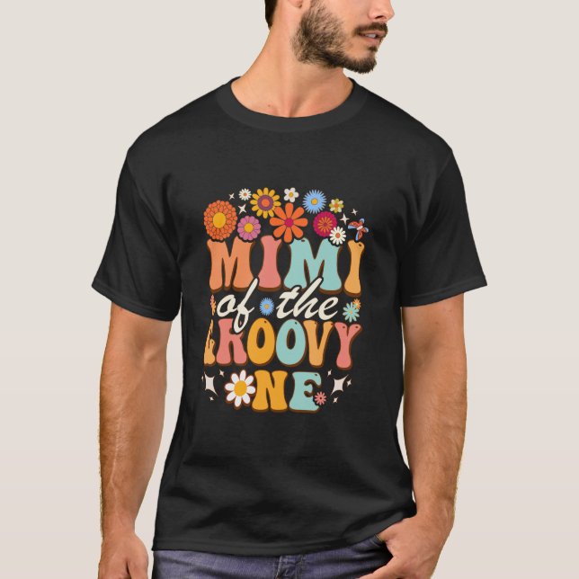 Retro Mimi of the Groovy One Matching Family Birth T-Shirt (Front)
