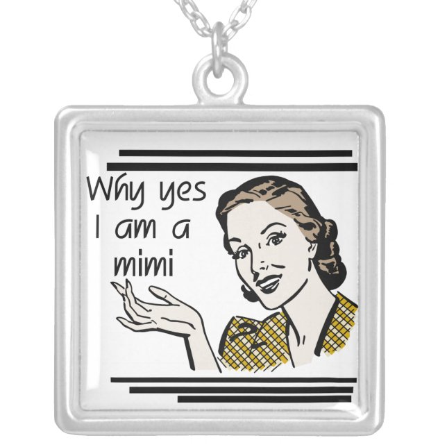 Retro Mimi T-shirts and Gifts Silver Plated Necklace (Front)