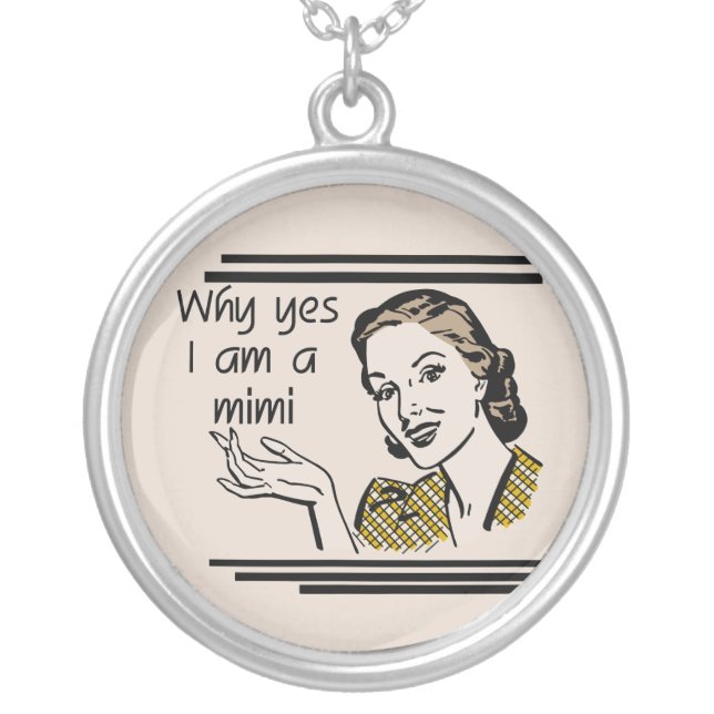 Retro Mimi T-shirts and Gifts Silver Plated Necklace (Front)