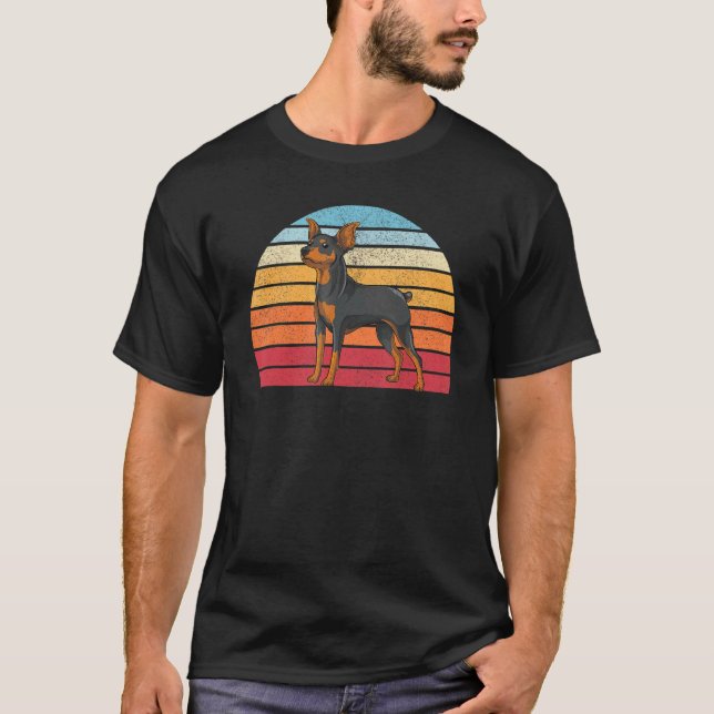 Retro Min Pin Dog   Dog Owner Pet Owner Min Pinsch T-Shirt (Front)