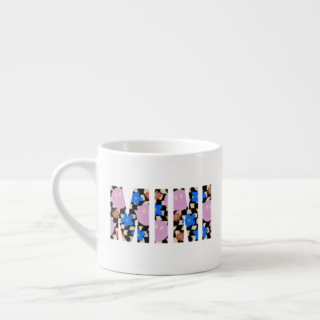 Retro “Mini” Checkered Flower Kid Mug (Left)