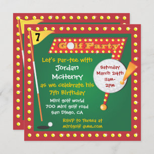 Retro Miniature Golf Party Invitation