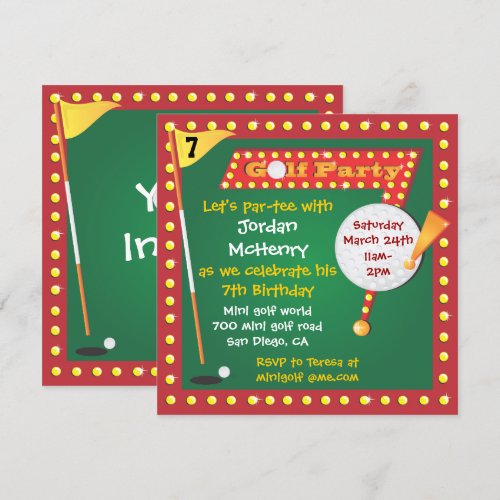 Retro Miniature Golf Party Invitation