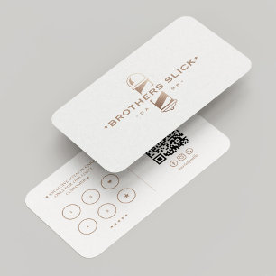 Retro Minimal Barber Pole Barbershop Loyalty Business Card