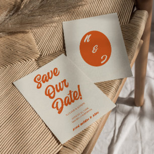 Retro Minimal Bright Funky Bold Modern Wedding Save The Date