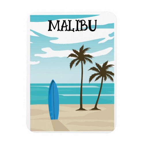 Retro Minimal Malibu California Beach Travel Magnet