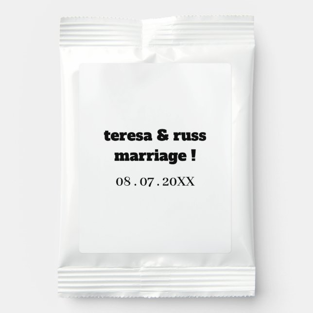 Retro Minimal Wedding Hot Cocoa Favor Mix (Front)