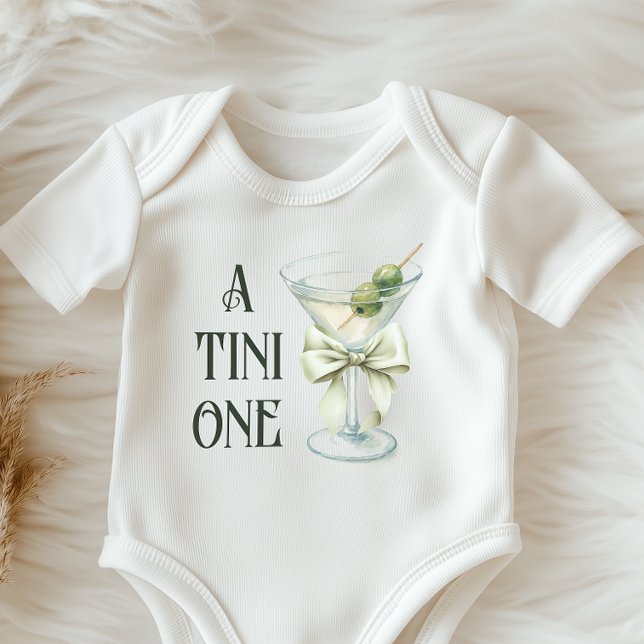 Retro Minimalist A Tini One Martini Baby Shower Baby Bodysuit (Creator Uploaded)