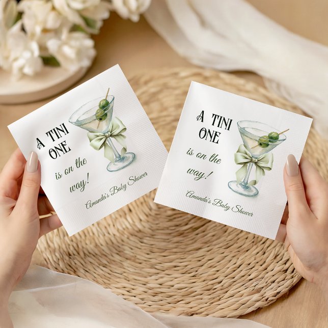 Retro Minimalist A Tini One Martini Baby Shower Napkins (Creator Uploaded)
