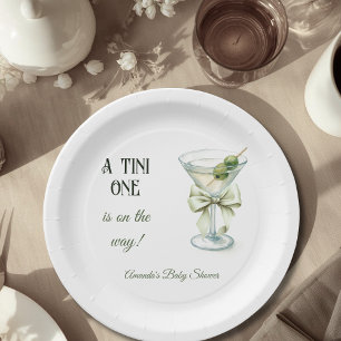Retro Minimalist A Tini One Martini Baby Shower Paper Plates