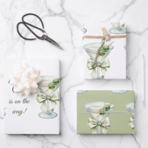Retro Minimalist A Tini One Martini Baby Shower Wrapping Paper Sheets