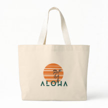 Retro Minimalist Aloha Sunset Beach Orange/Blue