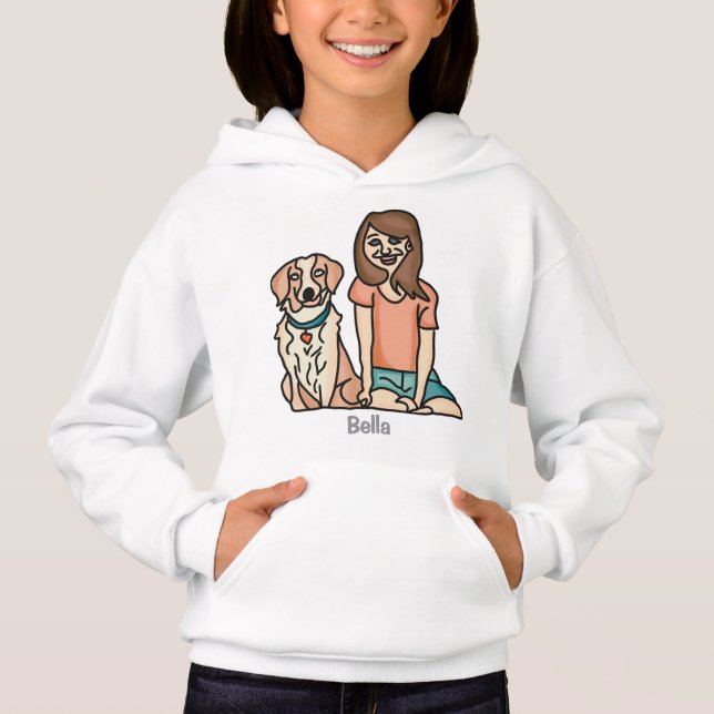 Retro minimalist amazing friendship of dog & kid hoodie (Front)
