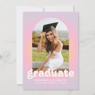Retro Minimalist Arch Photo Graduation Invitation