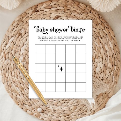Retro Minimalist Baby Shower Bingo Game Print