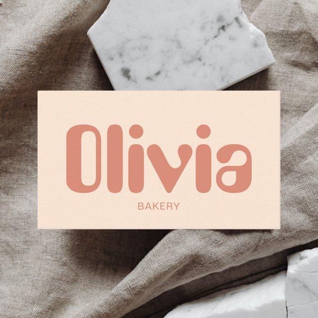 Retro Minimalist Bold Beige Business Card (Creator Uploaded)