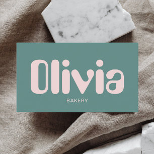 Retro Minimalist Bold Green Business Card