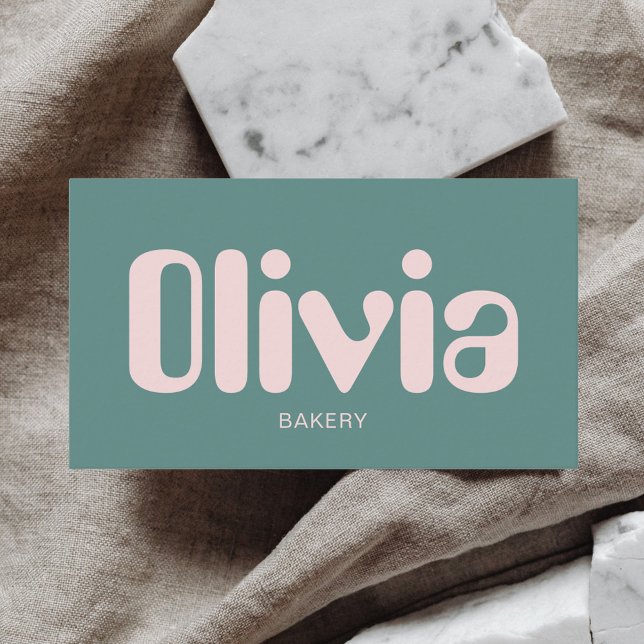 Retro Minimalist Bold Green Business Card (Creator Uploaded)
