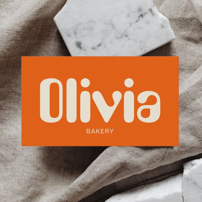 Retro Minimalist Bold Orange Business Card (Creator Uploaded)