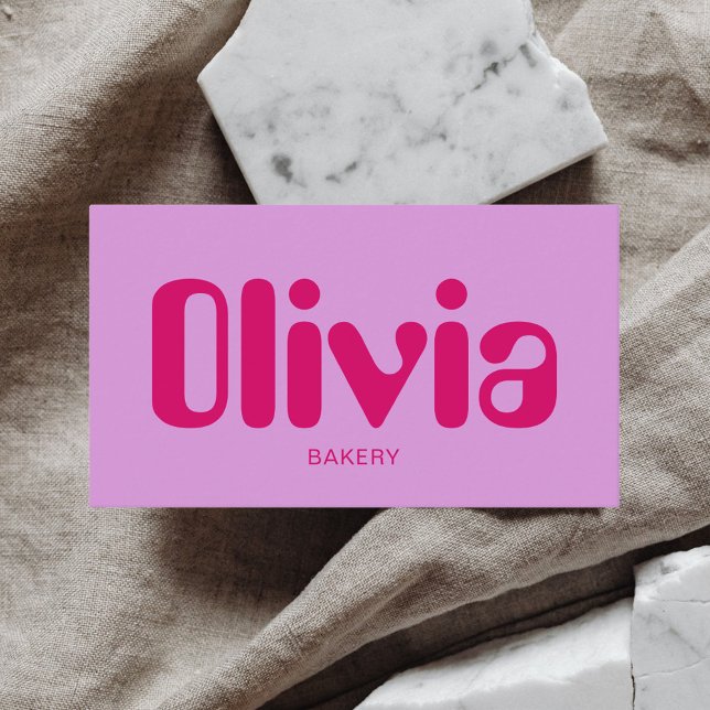 Retro Minimalist Bold Pink Business Card (Creator Uploaded)