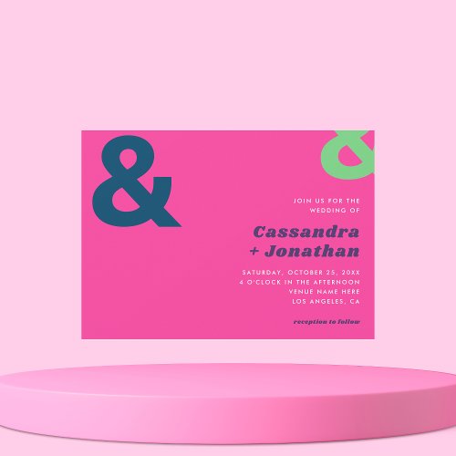 Retro Minimalist Bright Ampersand Photo Wedding Invitation