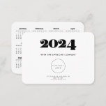 Retro minimalist Calendar 2024 corporate Business Card<br><div class="desc">A business card sized 2024 calendar,  to customize with your company info and logo,  perfect as a holiday promotional item.</div>