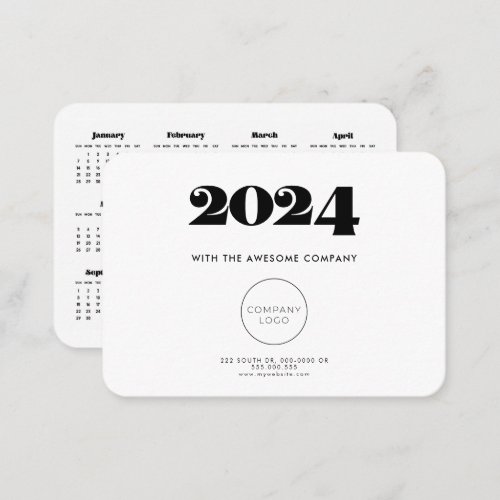 Retro minimalist Calendar 2024 corporate Business Card
