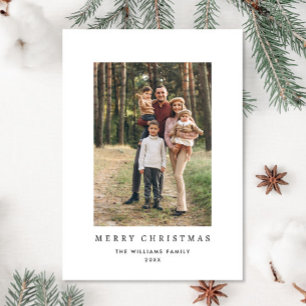 Retro Minimalist Christmas PHOTO Magnetic Card