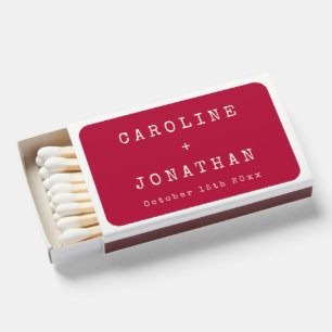 Retro Minimalist Christmas Red Typewriter Wedding Matchboxes