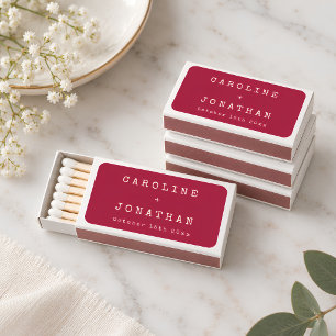 Retro Minimalist Christmas Red Typewriter Wedding Matchboxes