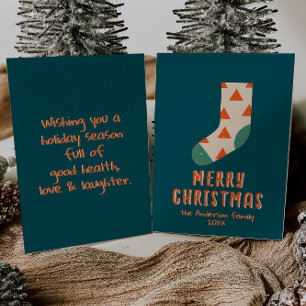 Retro Minimalist Christmas Winter Sock Non-Photo Holiday Card