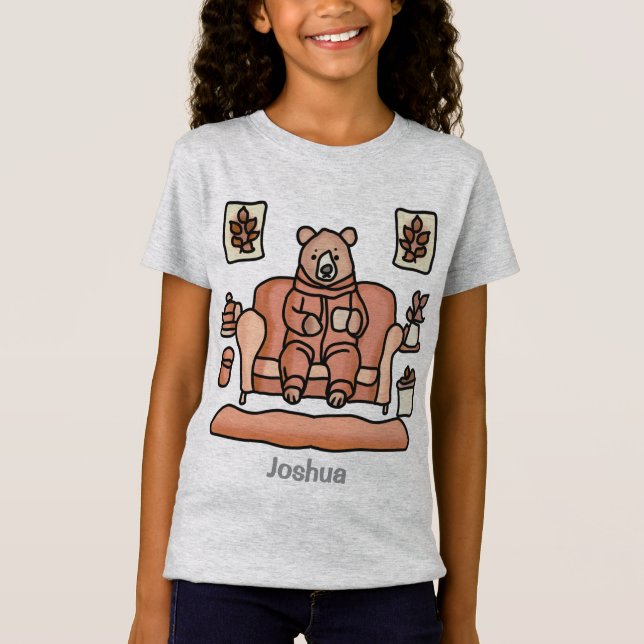 Retro Minimalist Cute Relaxed Bear | Funny T-Shirt (Front)