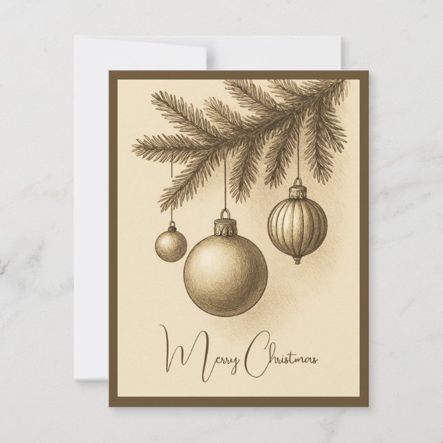 Retro Minimalist Elegant Cute Simple Trendy Holiday Card (Front)