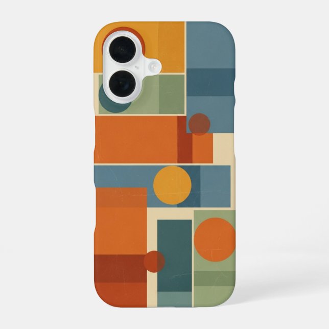 Retro Minimalist Geometric Layering iPhone Case (Back)