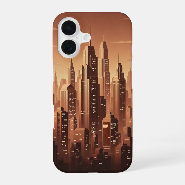 Retro Minimalist Geometric Skyline iPhone Case (Back)