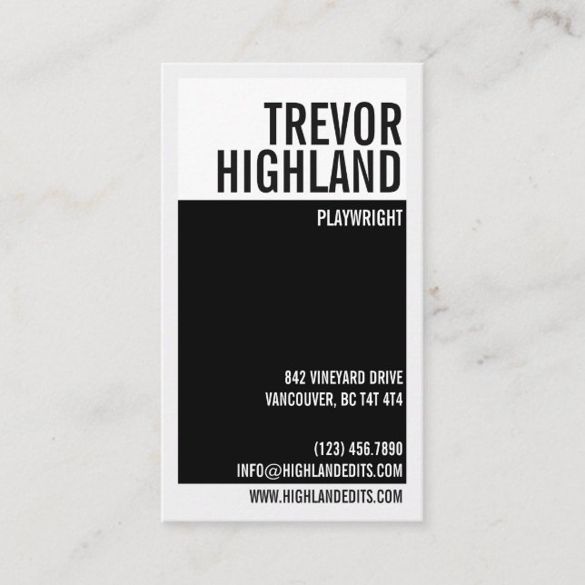 Retro Minimalist Geometric Split - Black Business Card (Front)