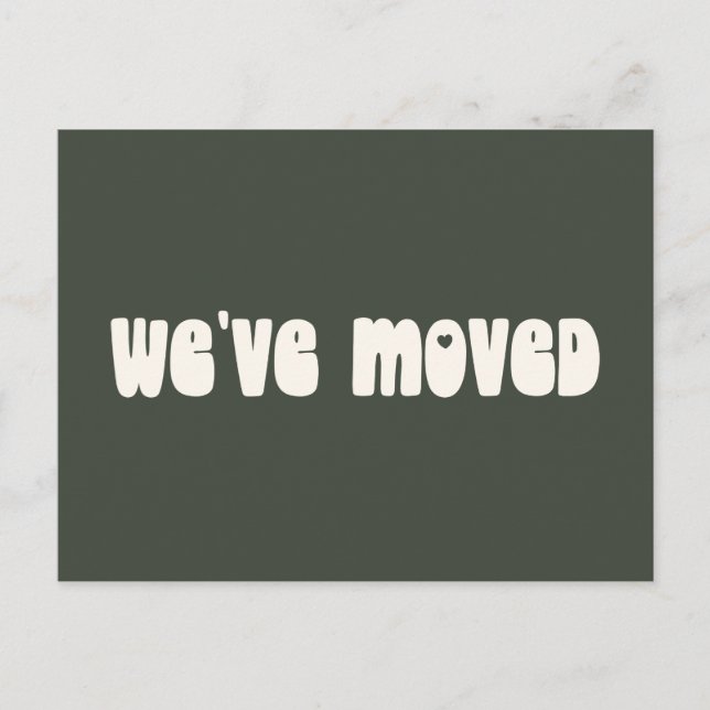 Retro Minimalist Green We've Moved New Address Postcard (Front)