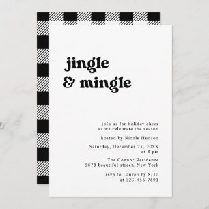 Retro Minimalist Jingle And Mingle Christmas Party Invitation