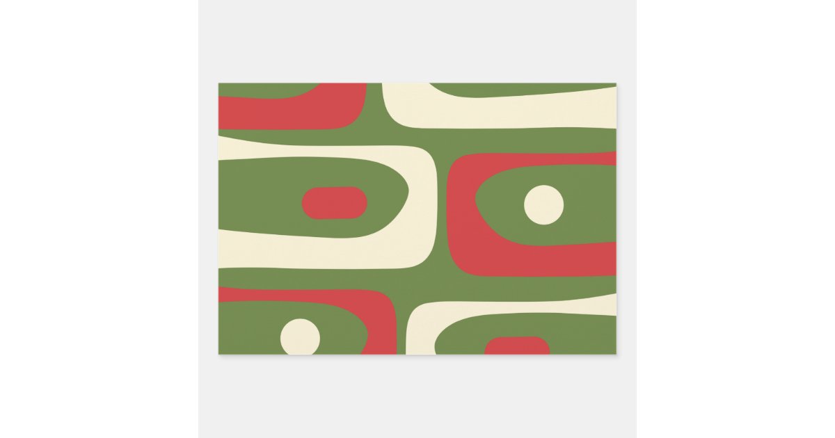 Midcentury Modern Retro Atomic Dots Teal Orange Wrapping Paper Sheets, Zazzle