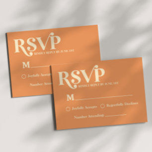 Retro Minimalist Orange Wedding RSVP Card