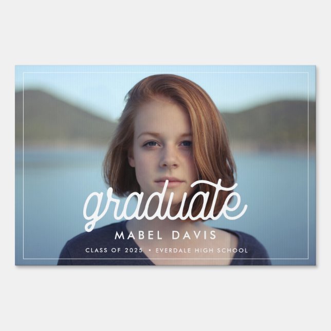 Retro minimalist Photo graduation outdoor Sign (Front)